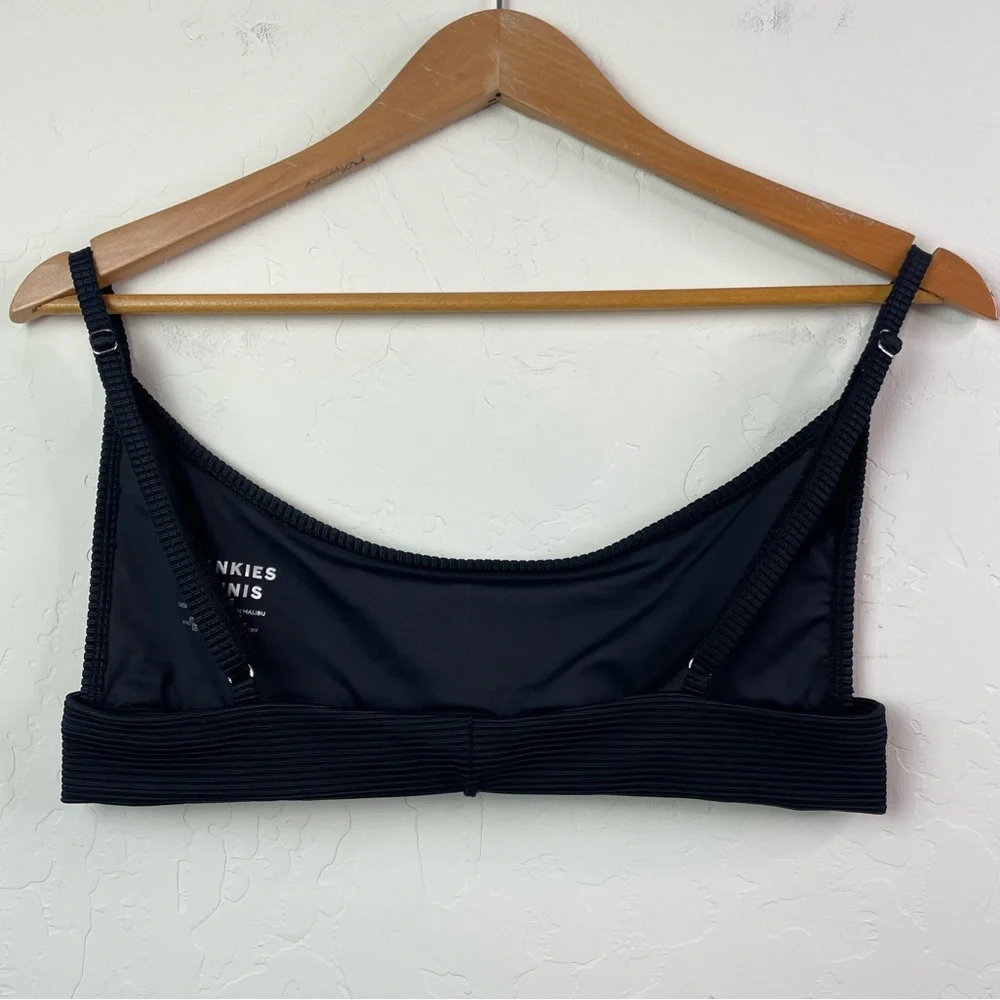 Frankies Bikinis Gavin Ribbed Scoop Bikini Swim *TOP in Black Size Large